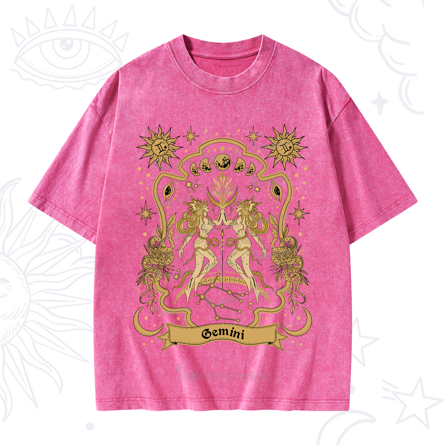 Purplehecate Gemini' Astral Mirage Zodiac Washed T-Shirt