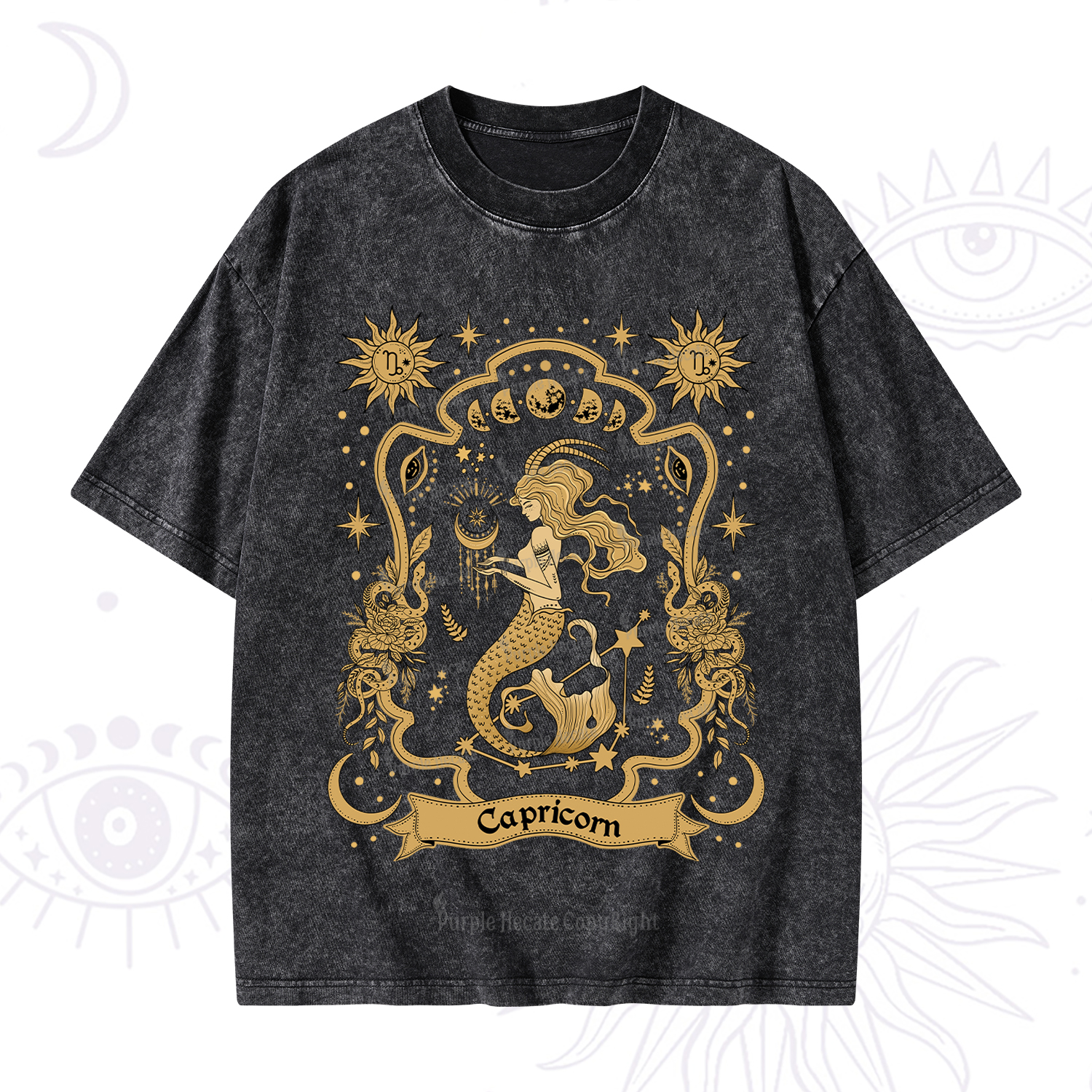 Purplehecate Capricorn' Astral Mirage Zodiac Washed T-Shirt