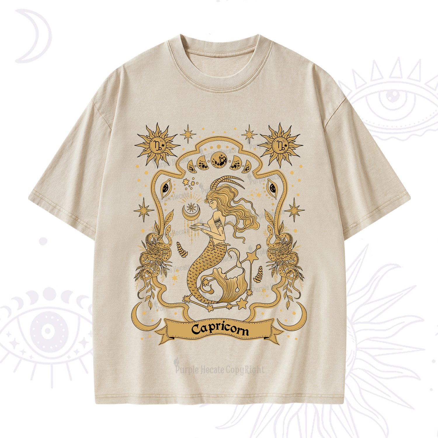 Purplehecate Capricorn' Astral Mirage Zodiac Washed T-Shirt