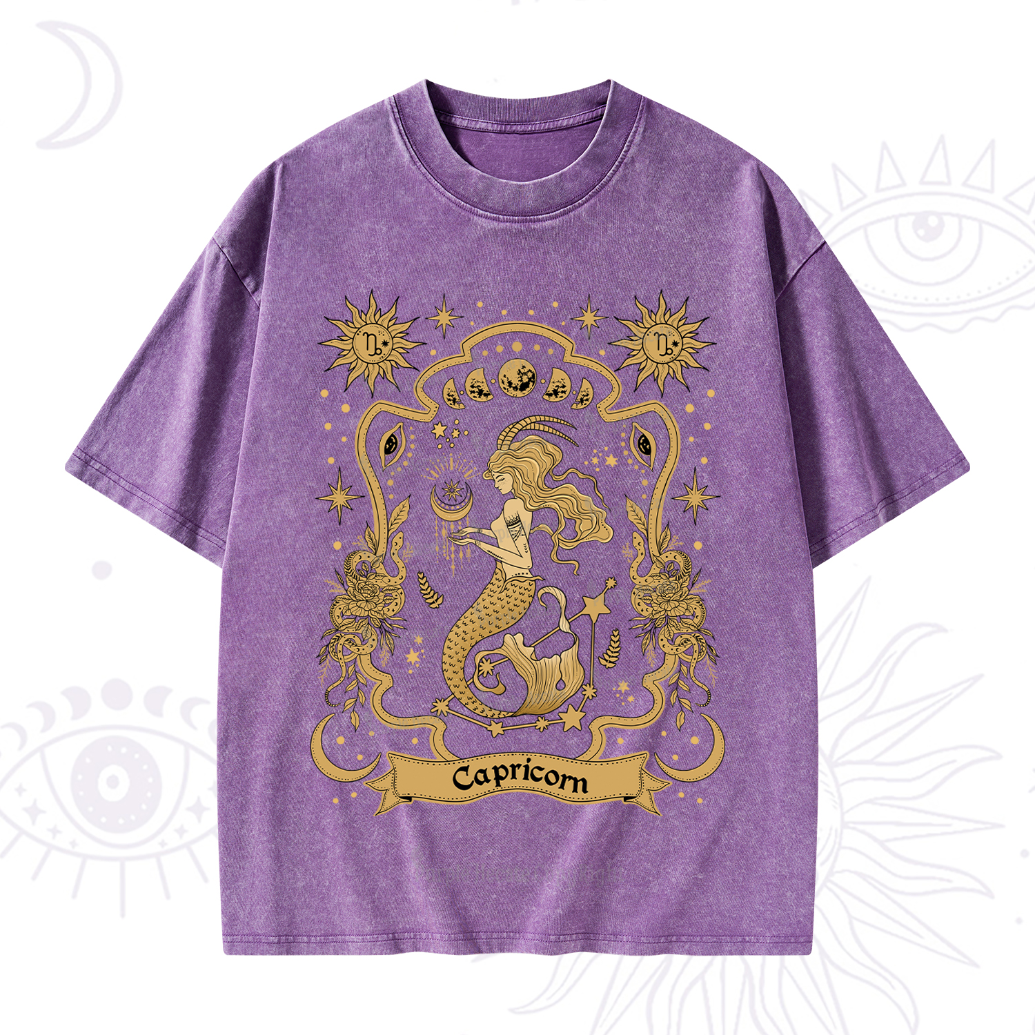Purplehecate Capricorn' Astral Mirage Zodiac Washed T-Shirt