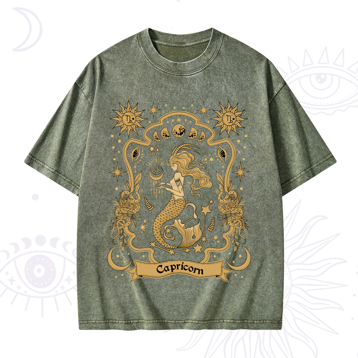 Purplehecate Capricorn' Astral Mirage Zodiac Washed T-Shirt