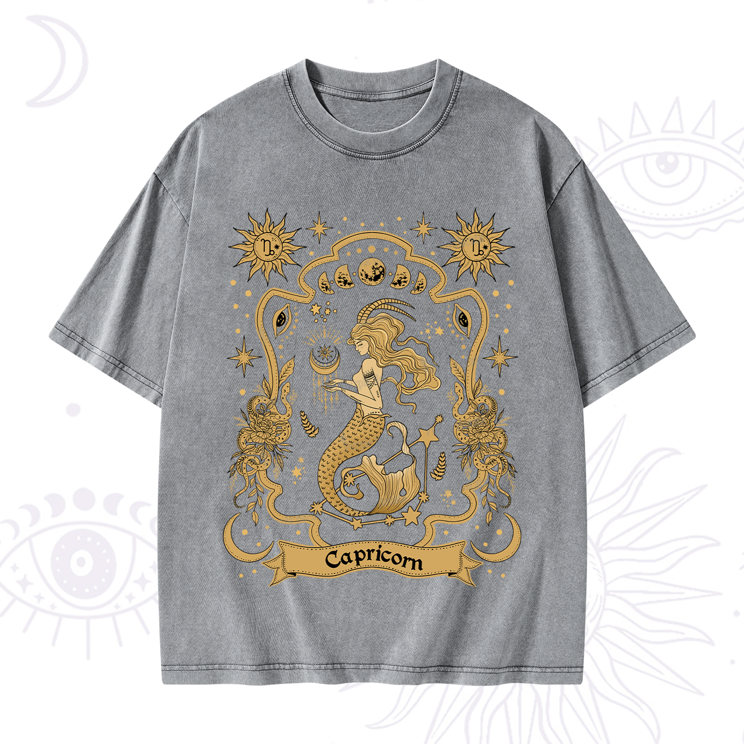 Purplehecate Capricorn' Astral Mirage Zodiac Washed T-Shirt