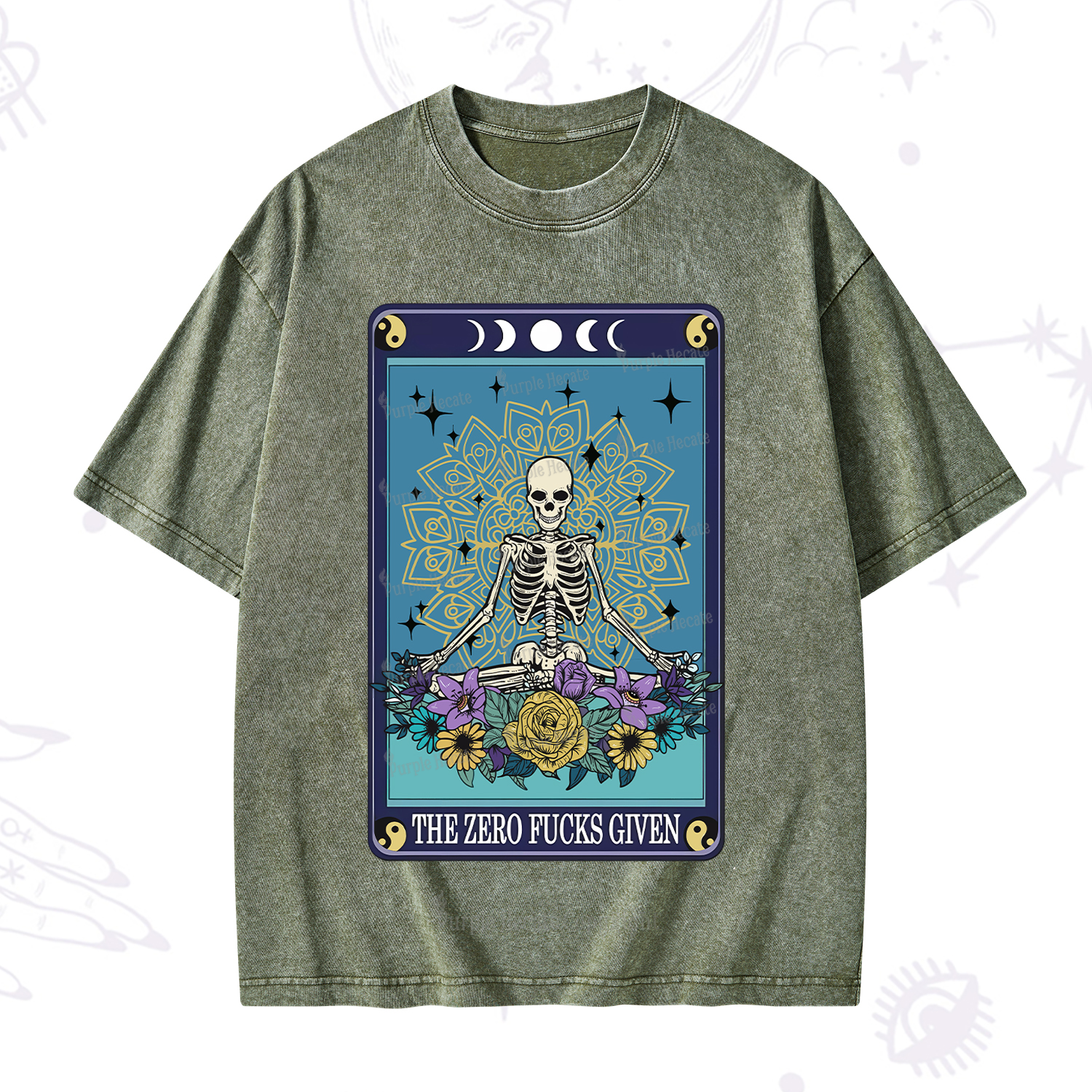Purplehecate The Zero Fucks Given Tarot Washed T-Shirt