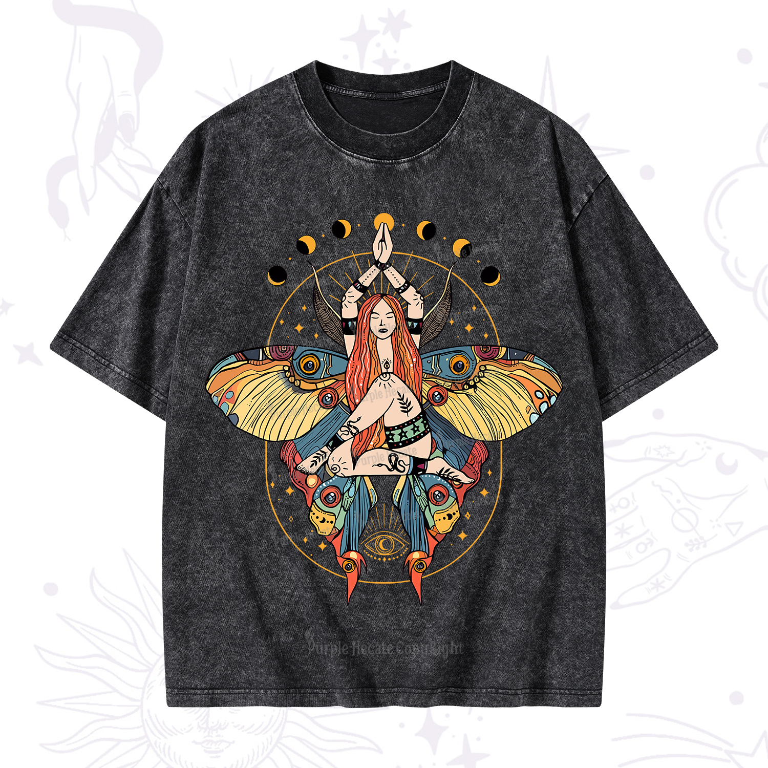 Purplehecate Luna Moth Washed T-Shirt