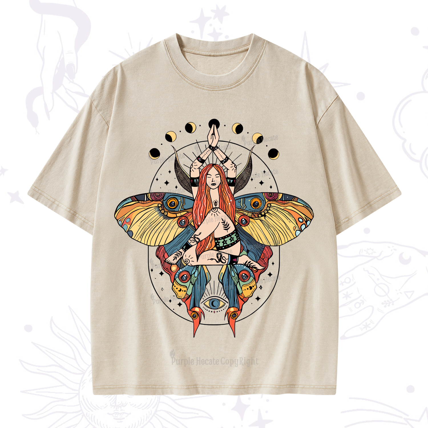 Purplehecate Luna Moth Washed T-Shirt
