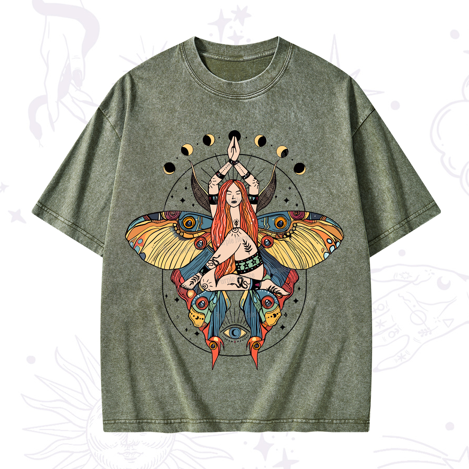 Purplehecate Luna Moth Washed T-Shirt