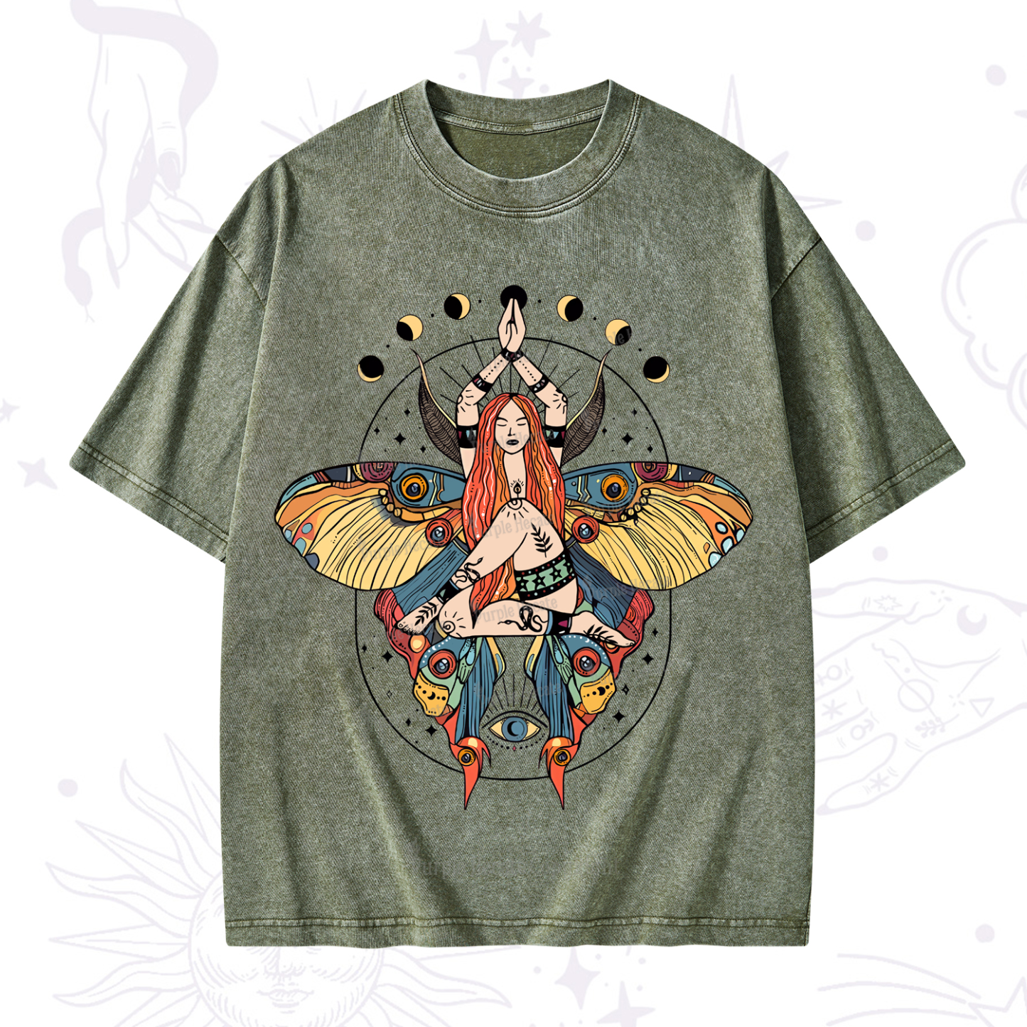 Purplehecate Luna Moth Washed T-Shirt
