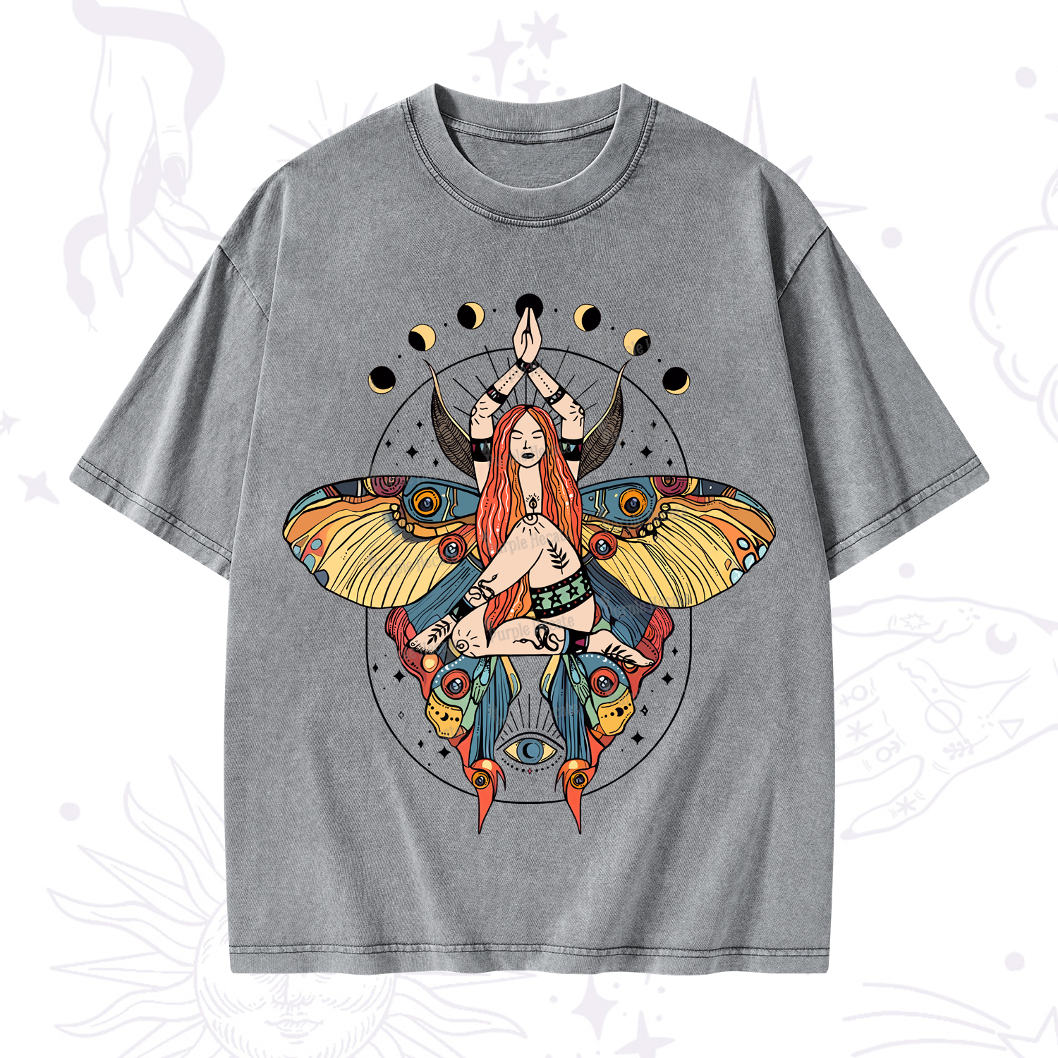 Purplehecate Luna Moth Washed T-Shirt