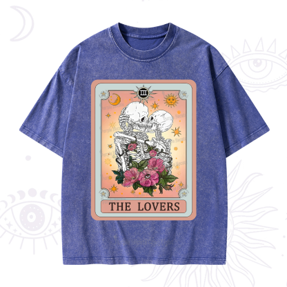 Purplehecate The Lovers Tarot Card Washed T-Shirt