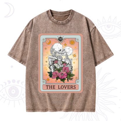 Purplehecate The Lovers Tarot Card Washed T-Shirt