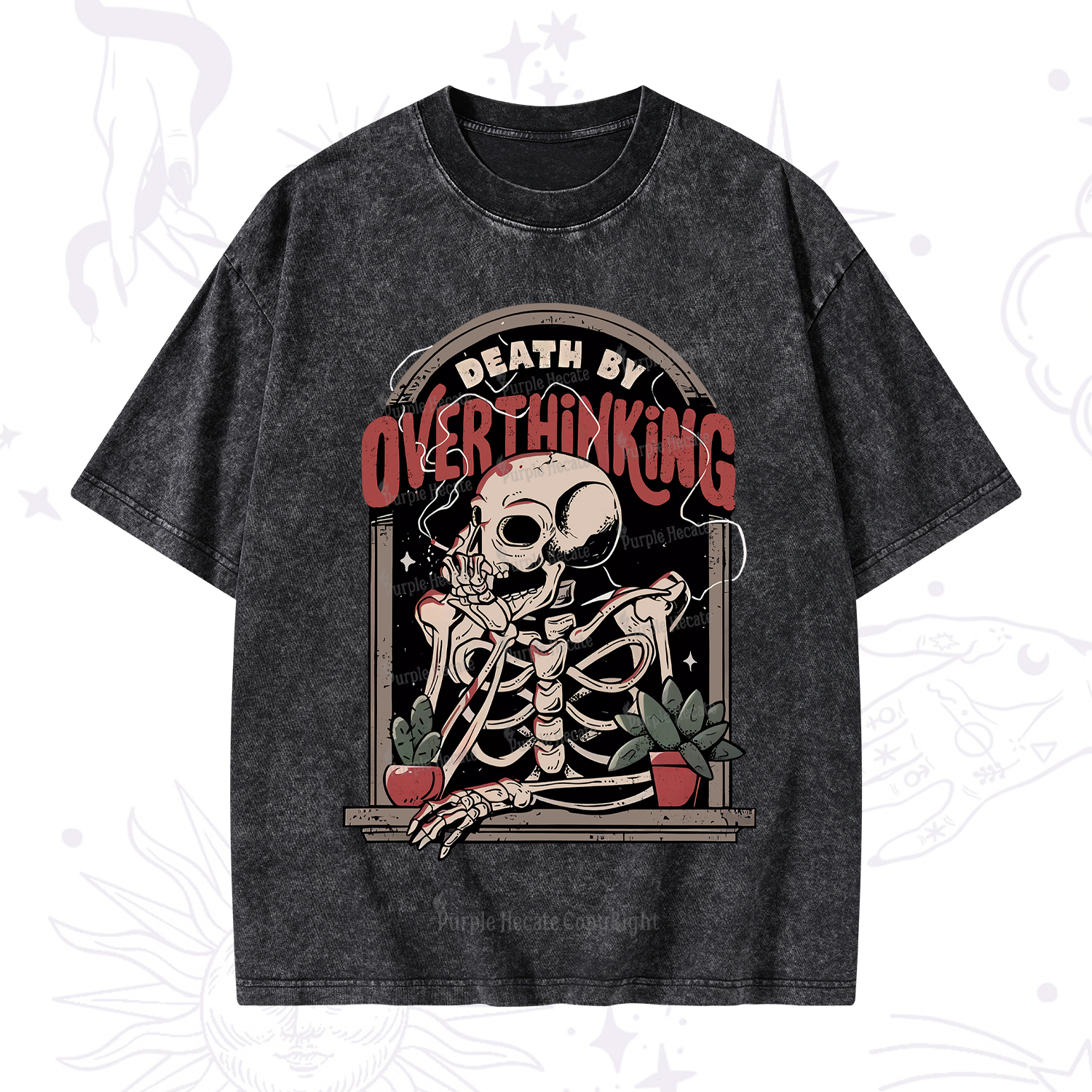 Purplehecate Death By Overthinking Washed T-Shirt