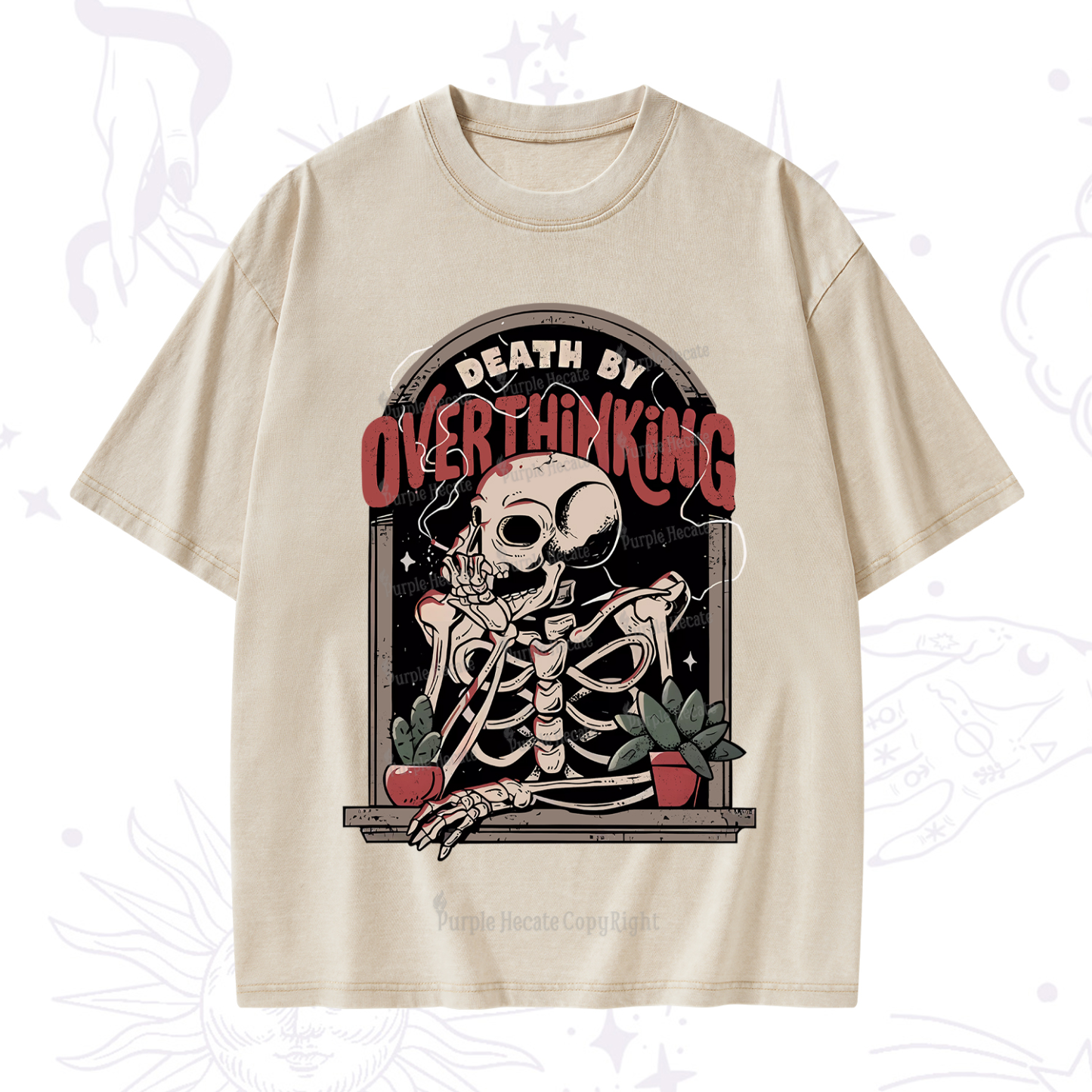Purplehecate Death By Overthinking Washed T-Shirt