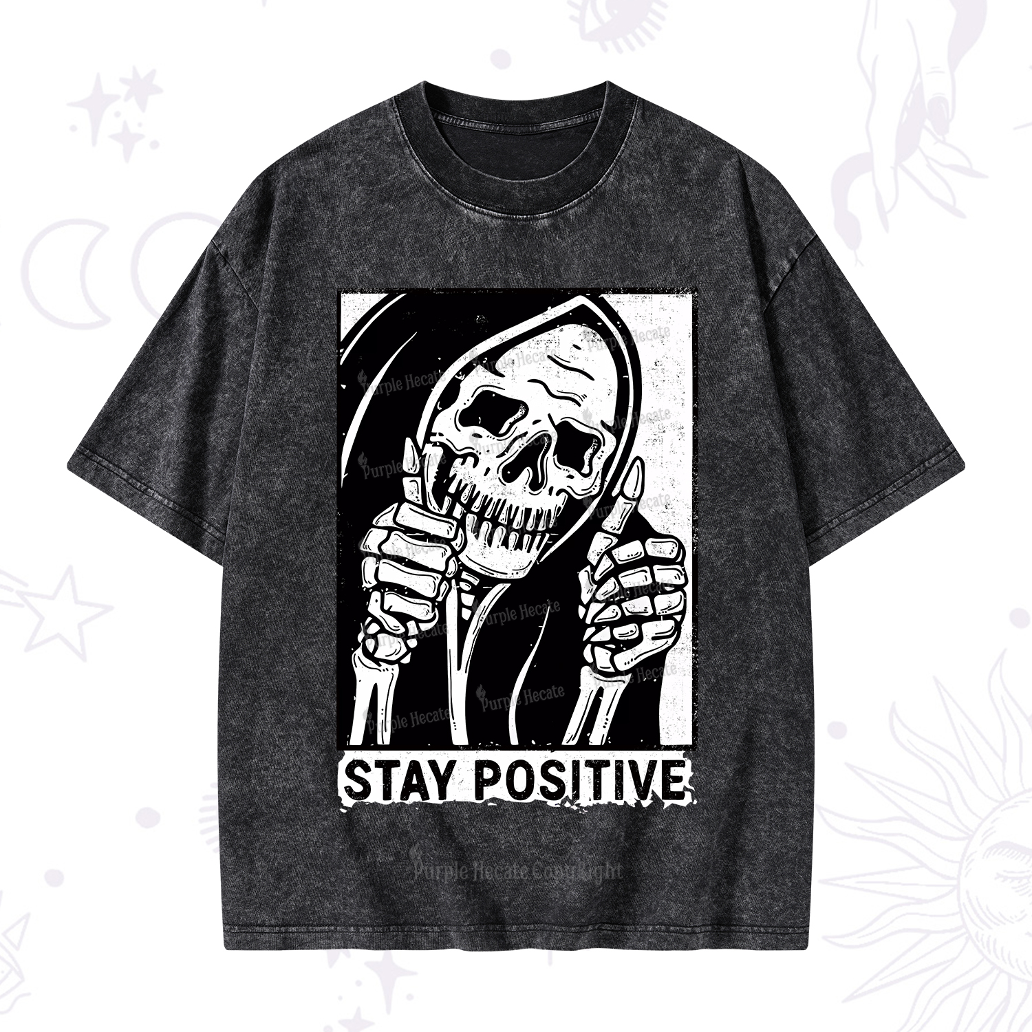 Purplehecate Stay Positive Washed T-Shirt