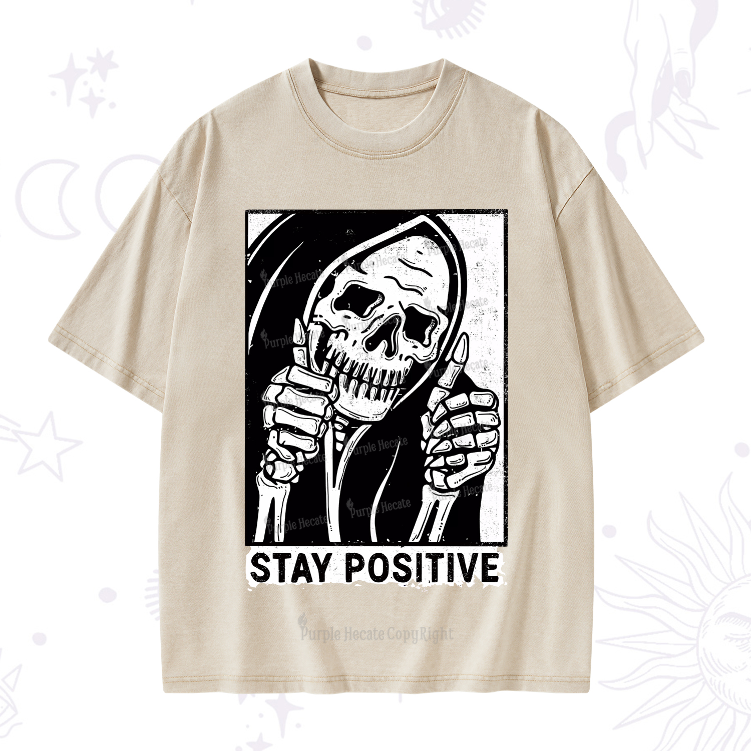 Purplehecate Stay Positive Washed T-Shirt