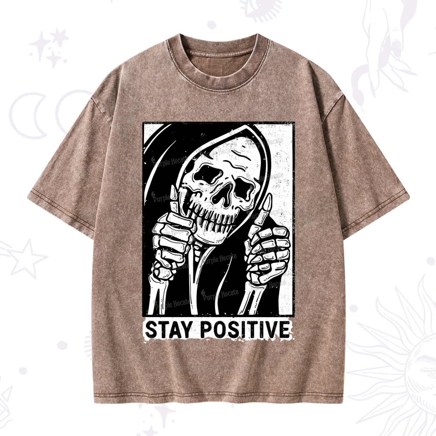 Purplehecate Stay Positive Washed T-Shirt