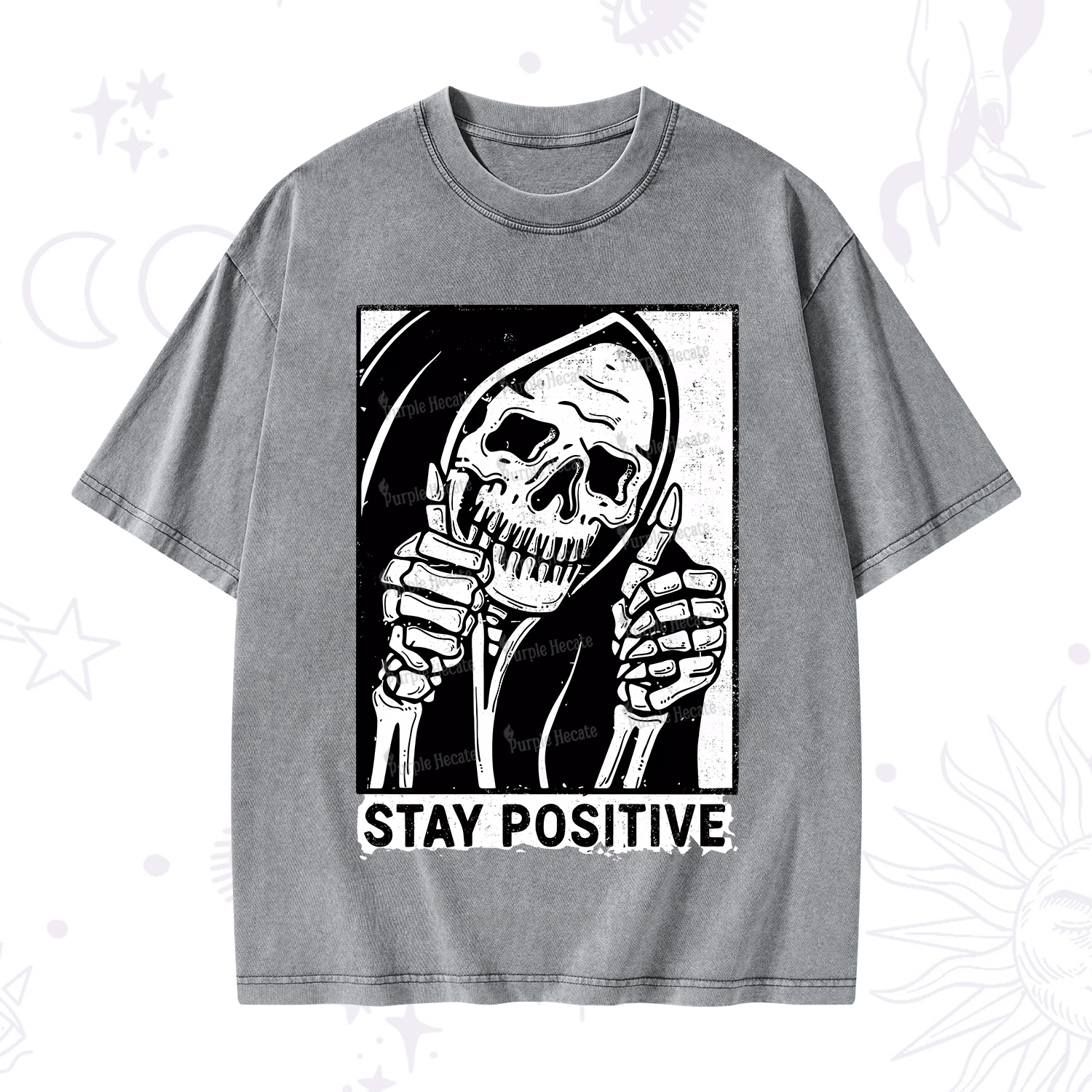 Purplehecate Stay Positive Washed T-Shirt