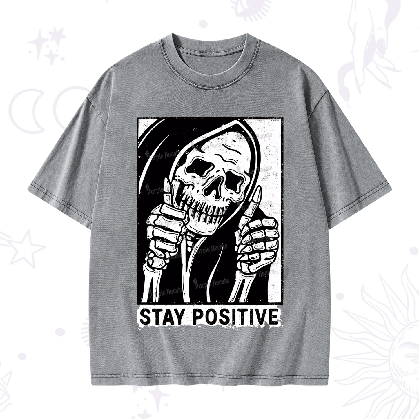 Purplehecate Stay Positive Washed T-Shirt
