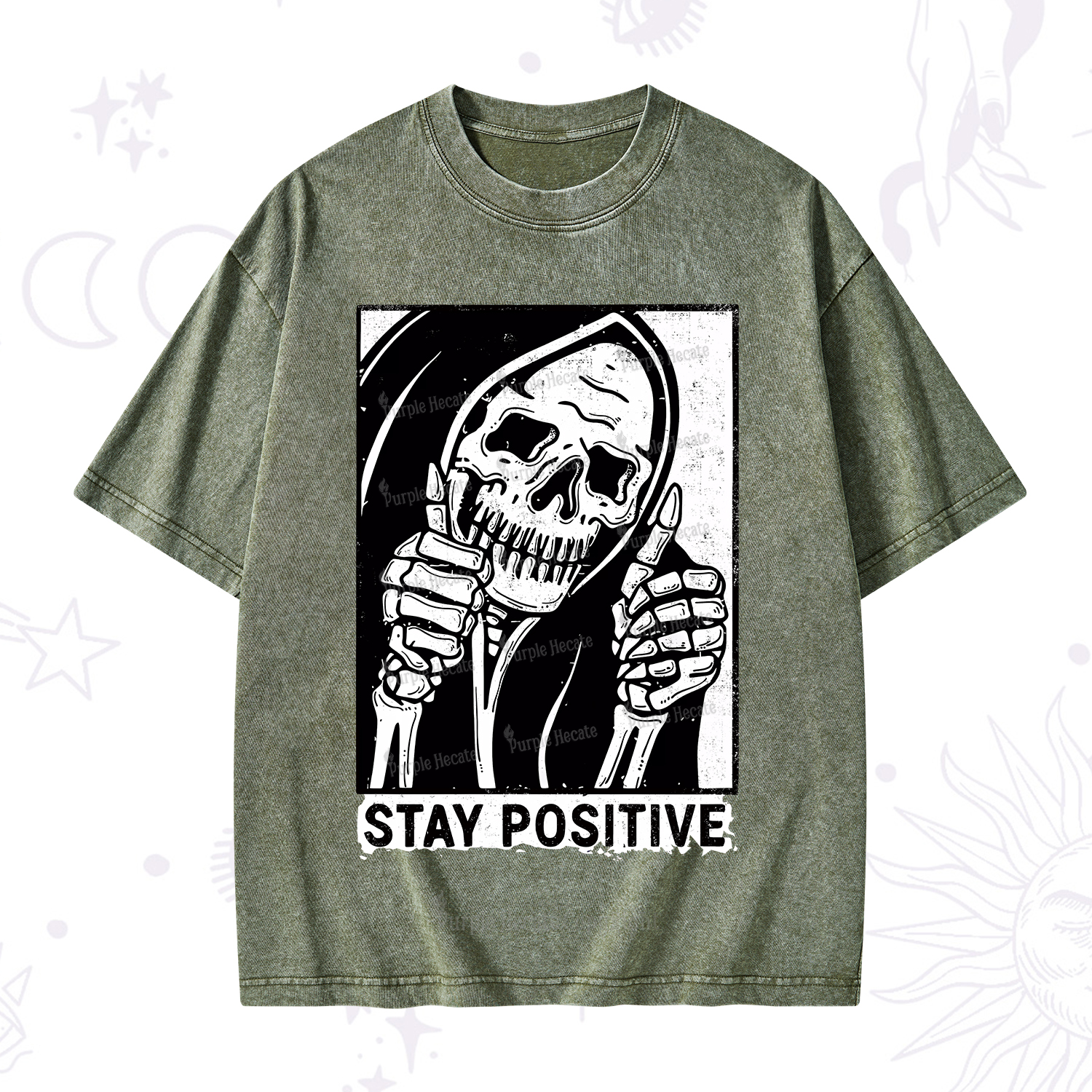 Purplehecate Stay Positive Washed T-Shirt