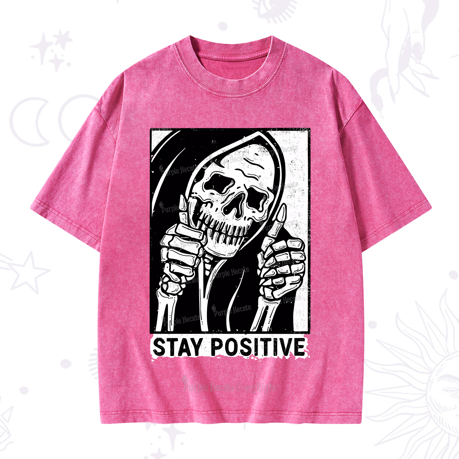Purplehecate Stay Positive Washed T-Shirt
