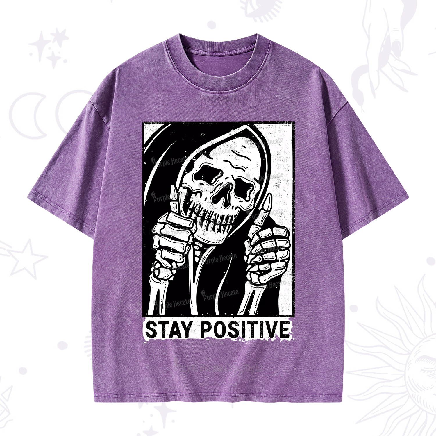 Purplehecate Stay Positive Washed T-Shirt