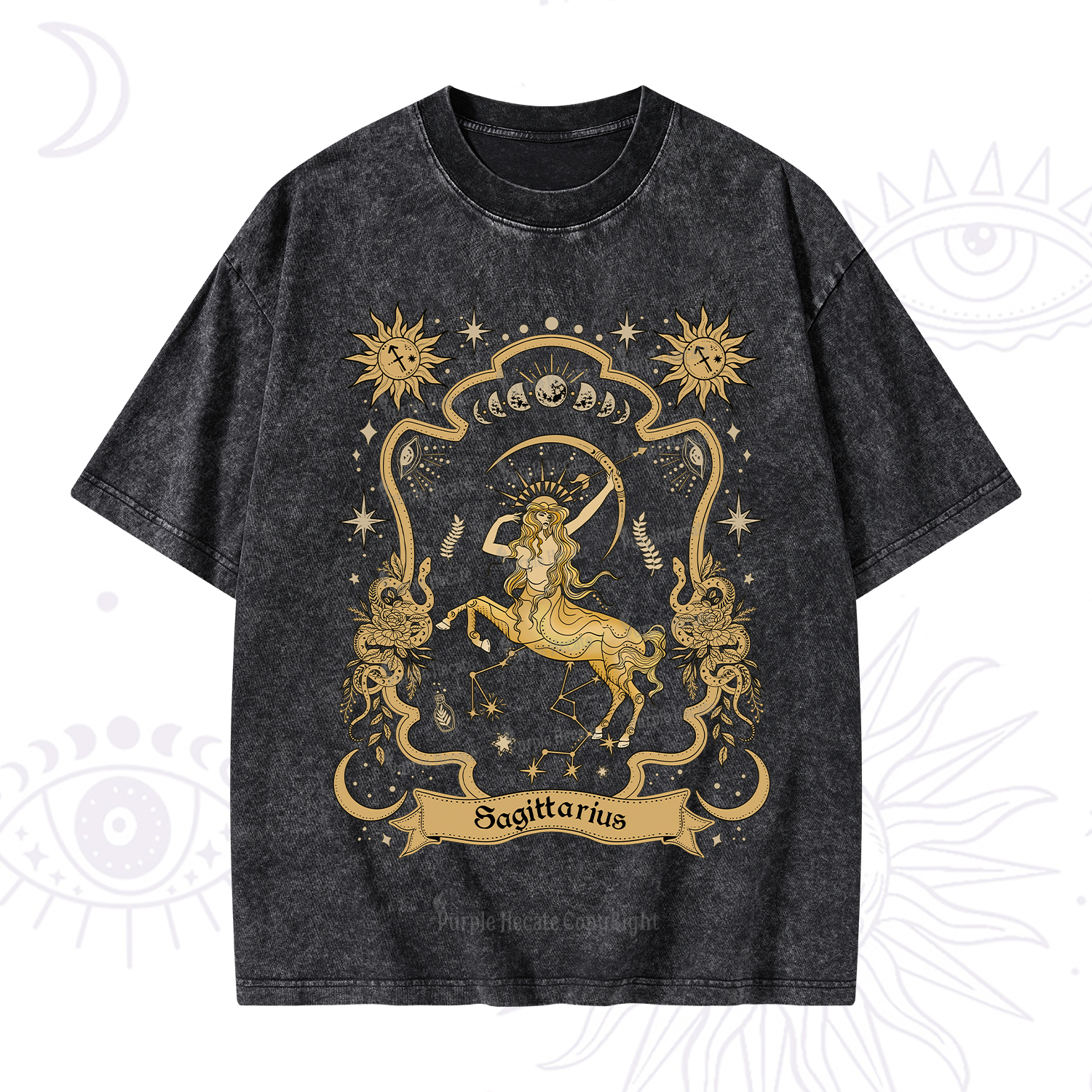 Purplehecate Sagittarius' Astral Mirage Zodiac Washed T-Shirt