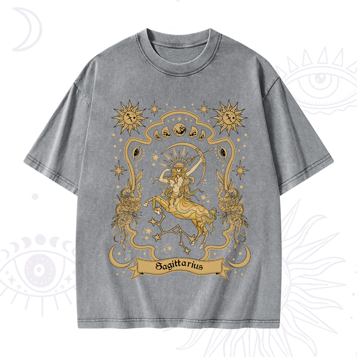 Purplehecate Sagittarius' Astral Mirage Zodiac Washed T-Shirt
