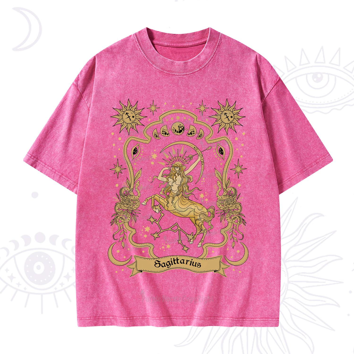 Purplehecate Sagittarius' Astral Mirage Zodiac Washed T-Shirt