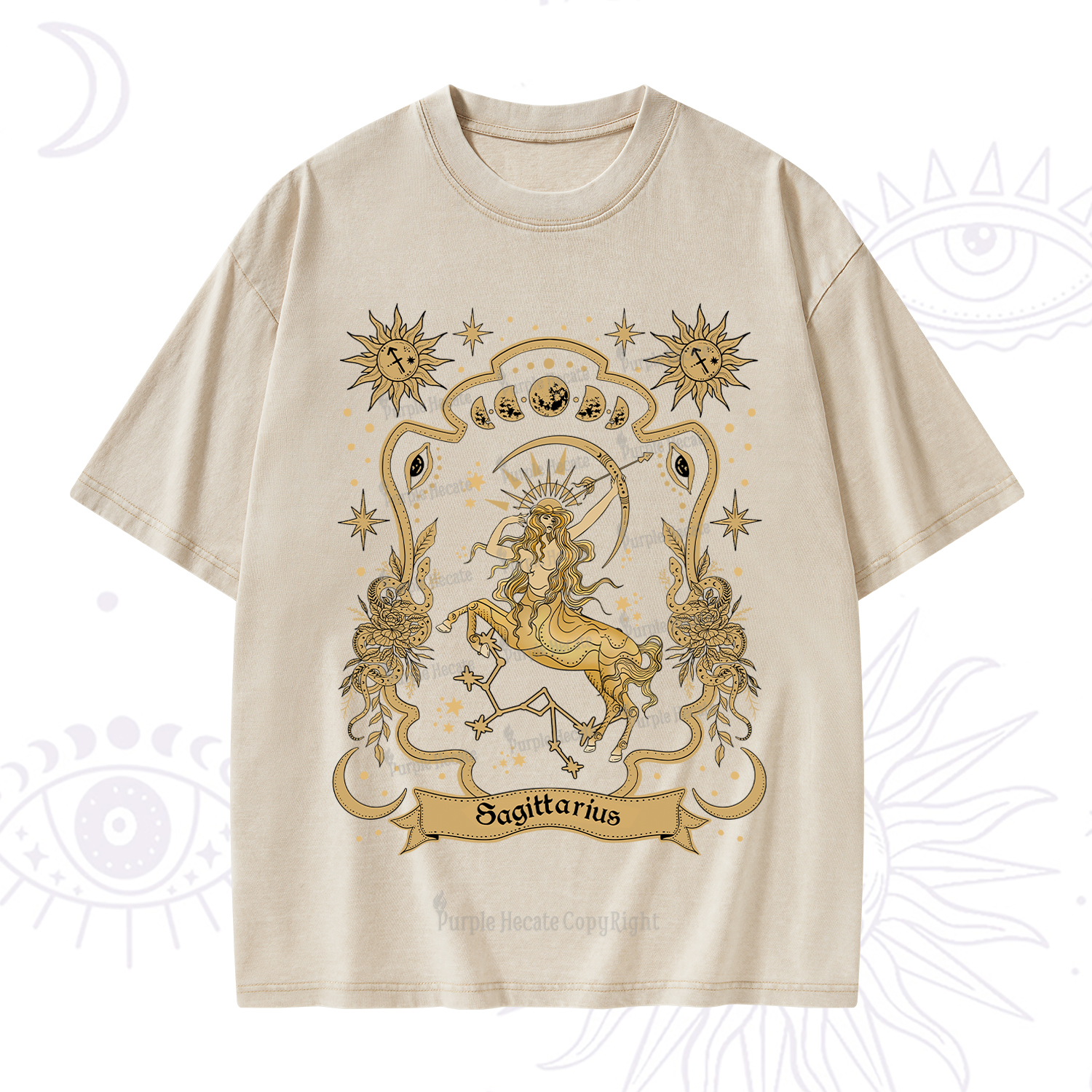 Purplehecate Sagittarius' Astral Mirage Zodiac Washed T-Shirt