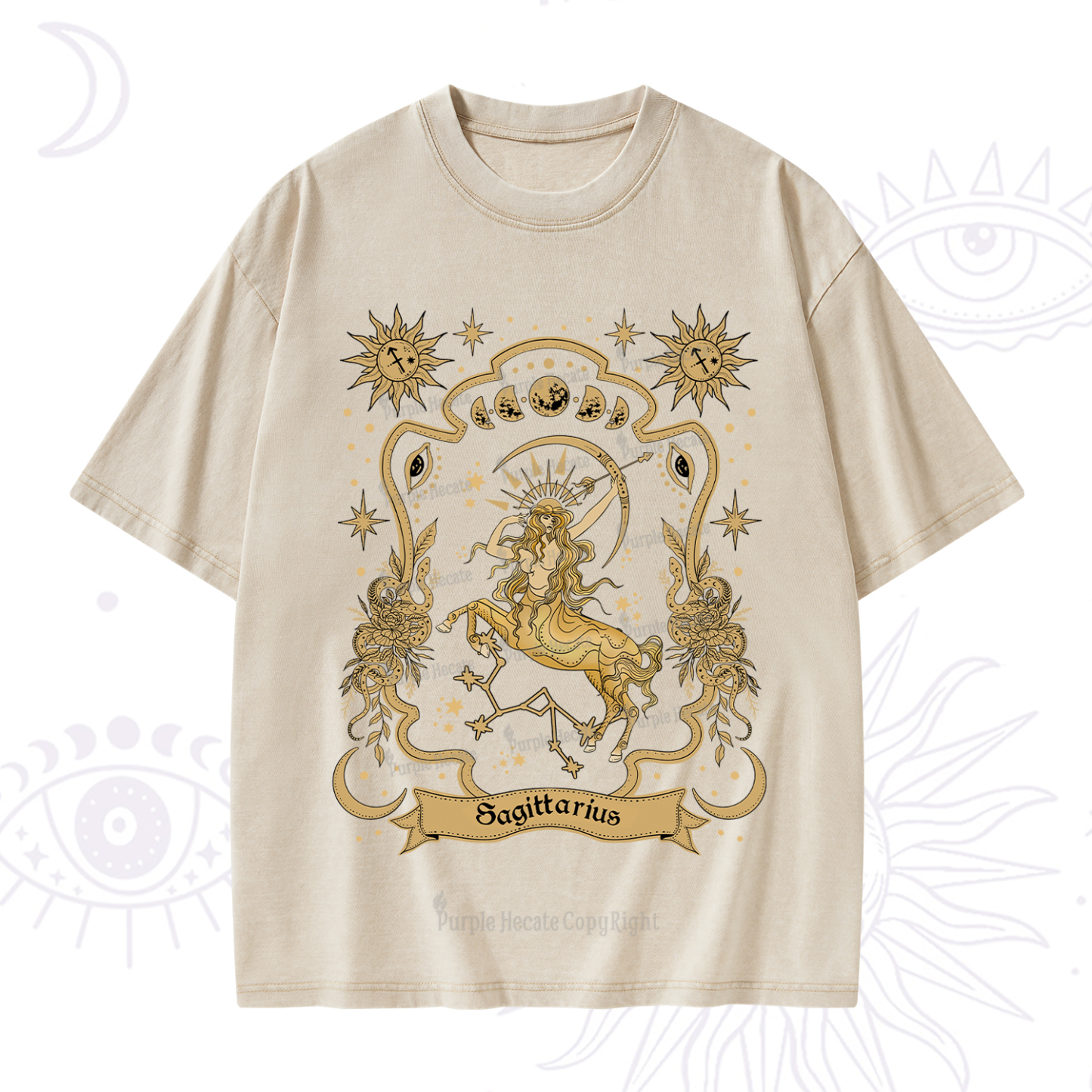 Purplehecate Sagittarius' Astral Mirage Zodiac Washed T-Shirt