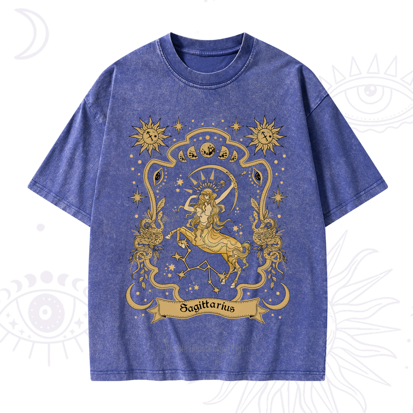 Purplehecate Sagittarius' Astral Mirage Zodiac Washed T-Shirt