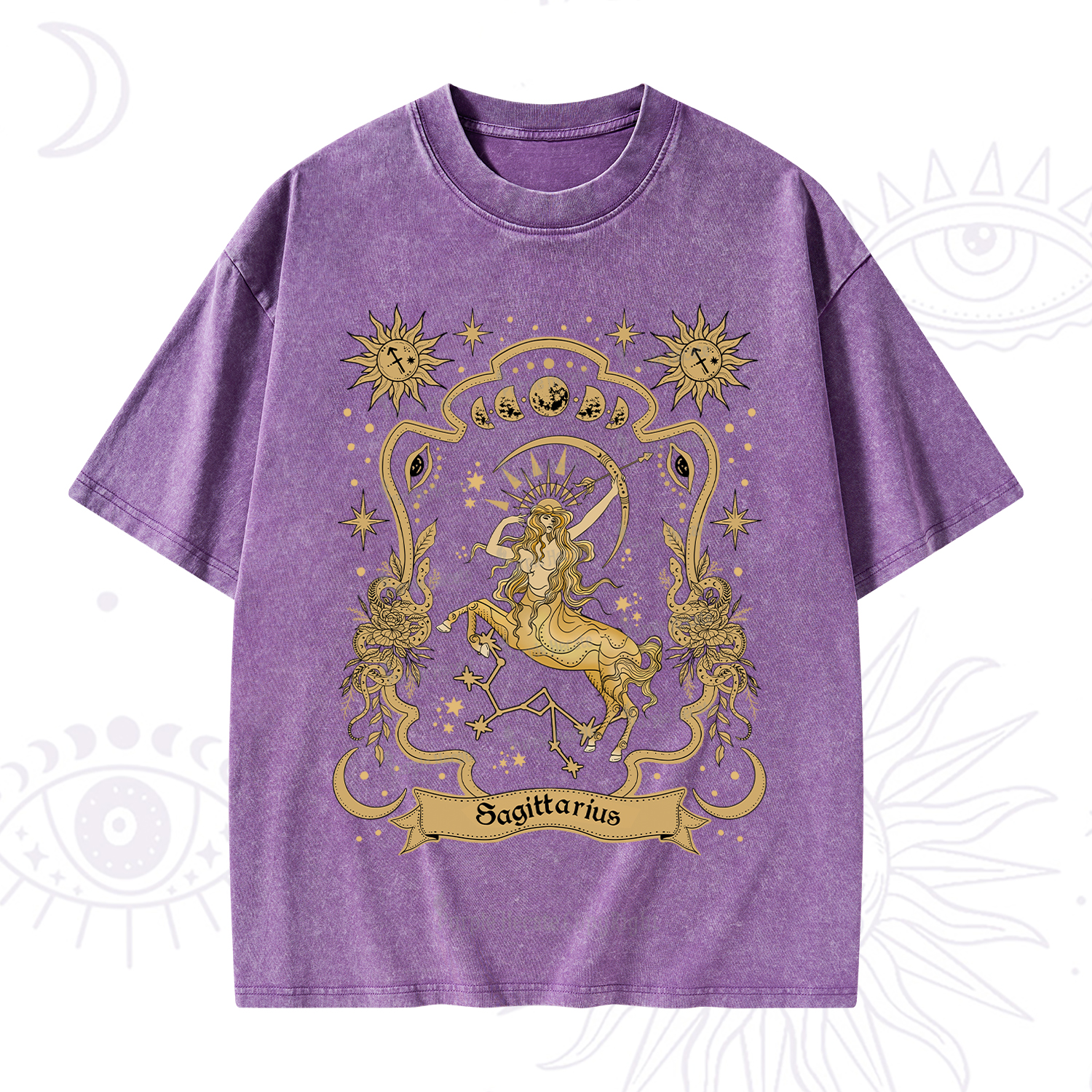 Purplehecate Sagittarius' Astral Mirage Zodiac Washed T-Shirt