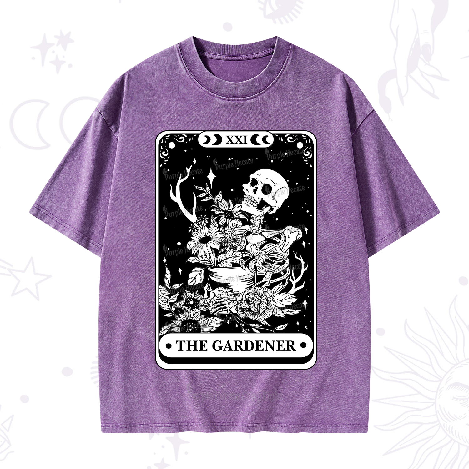 Purplehecate The Gardener Tarot Card Washed T-Shirt