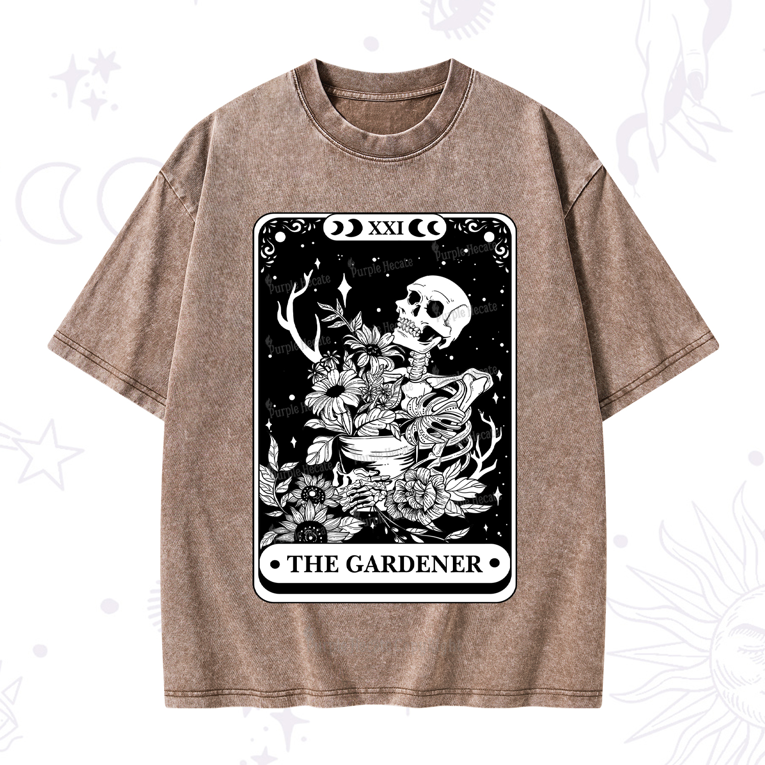 Purplehecate The Gardener Tarot Card Washed T-Shirt