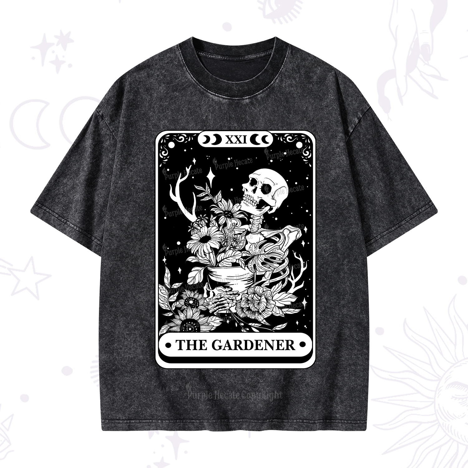 Purplehecate The Gardener Tarot Card Washed T-Shirt