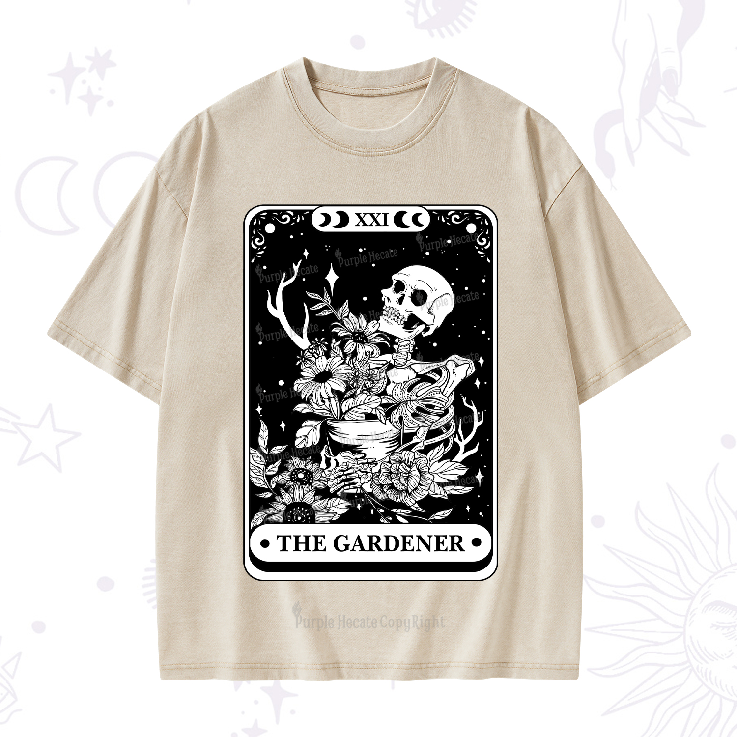 Purplehecate The Gardener Tarot Card Washed T-Shirt