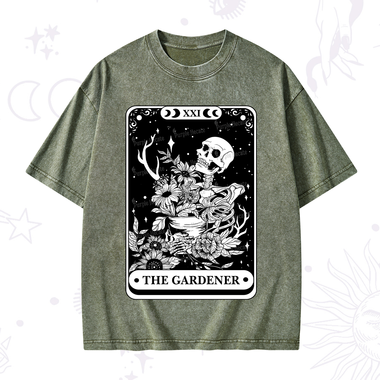 Purplehecate The Gardener Tarot Card Washed T-Shirt
