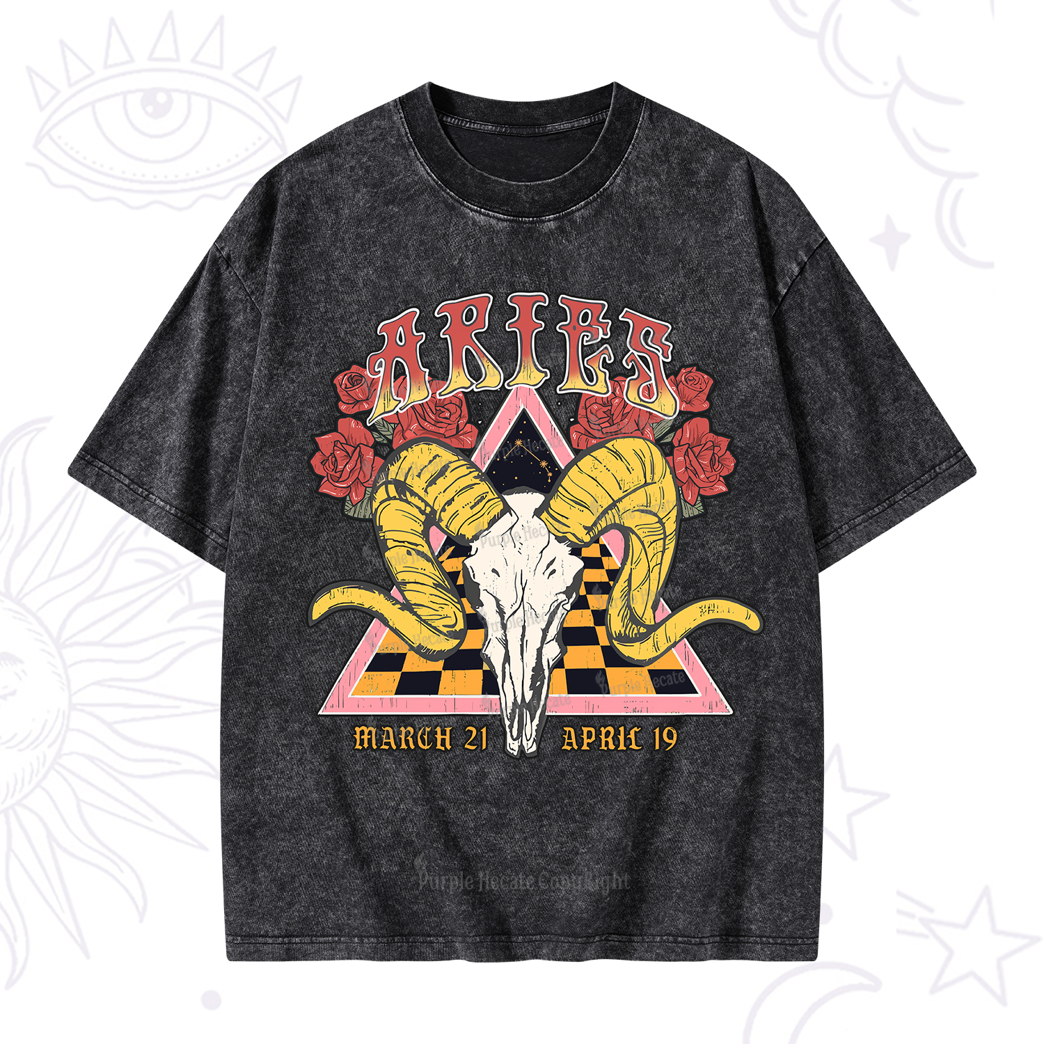 Purplehecate Aries Crew Zodiac Washed T-Shirt