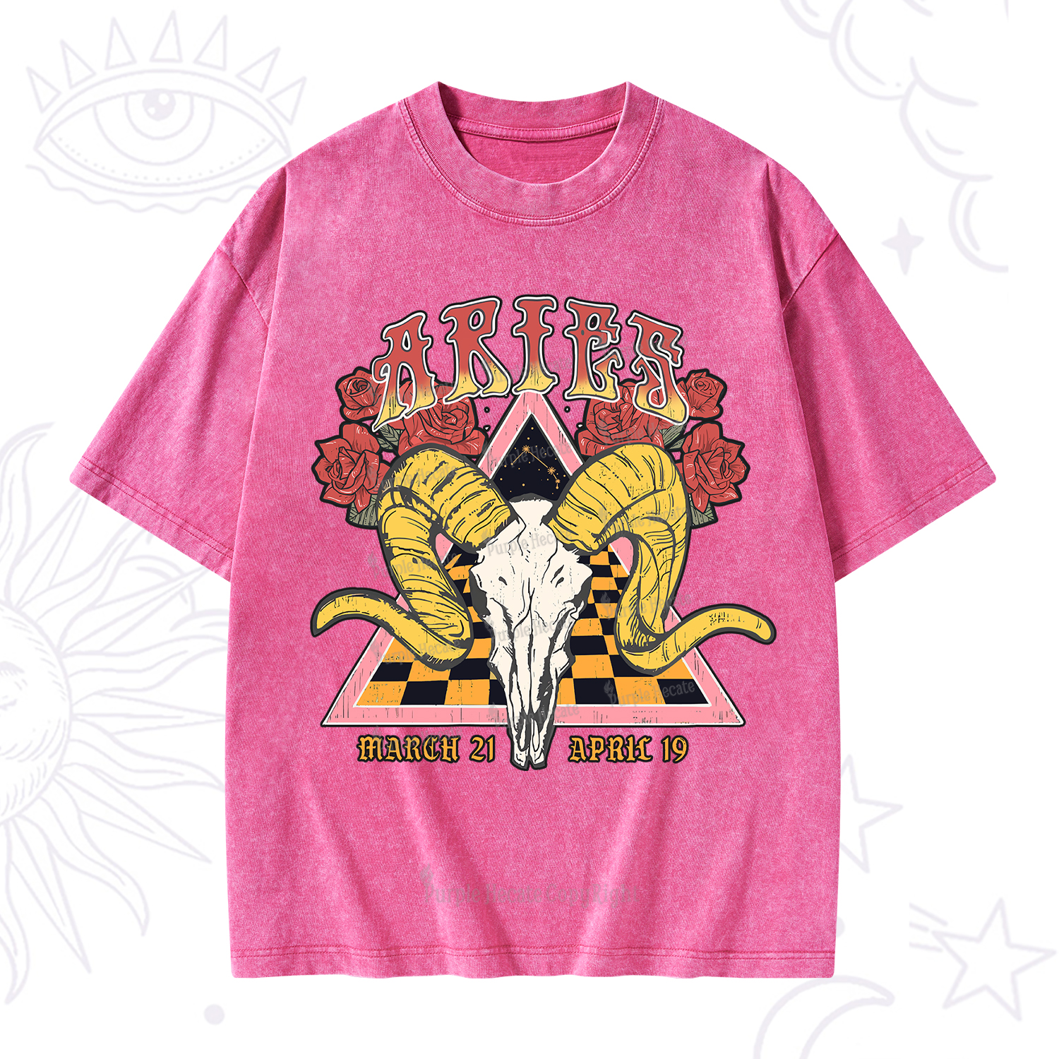 Purplehecate Aries Crew Zodiac Washed T-Shirt