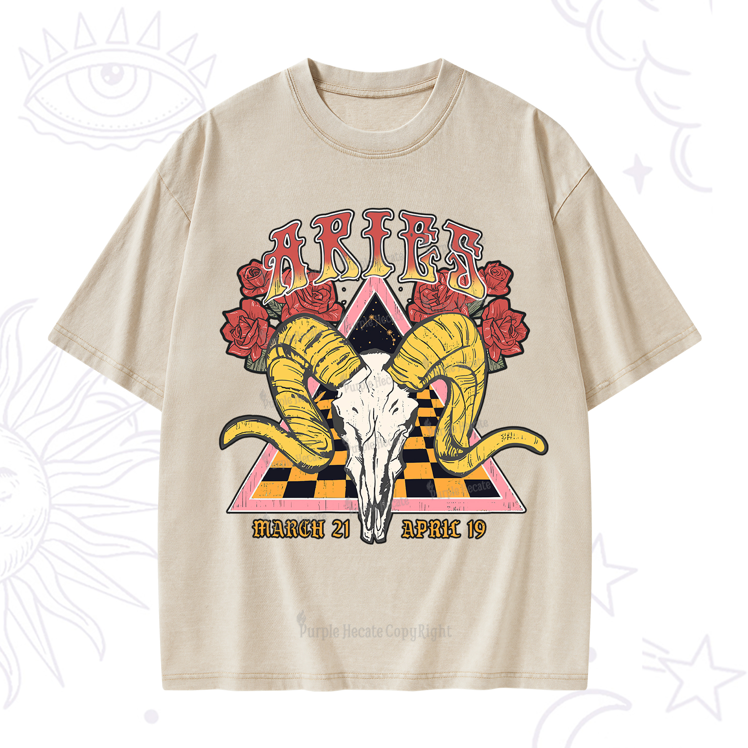 Purplehecate Aries Crew Zodiac Washed T-Shirt