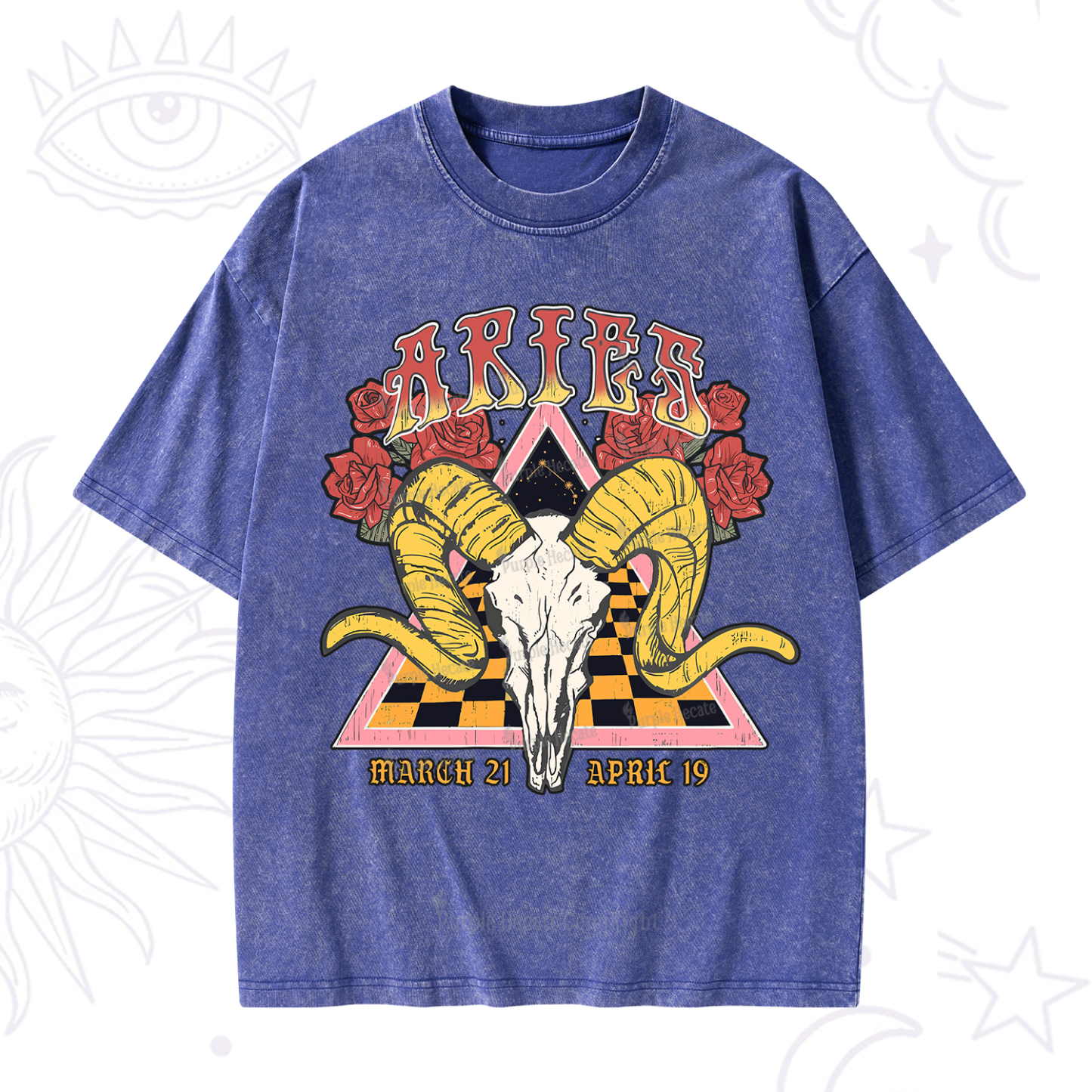 Purplehecate Aries Crew Zodiac Washed T-Shirt