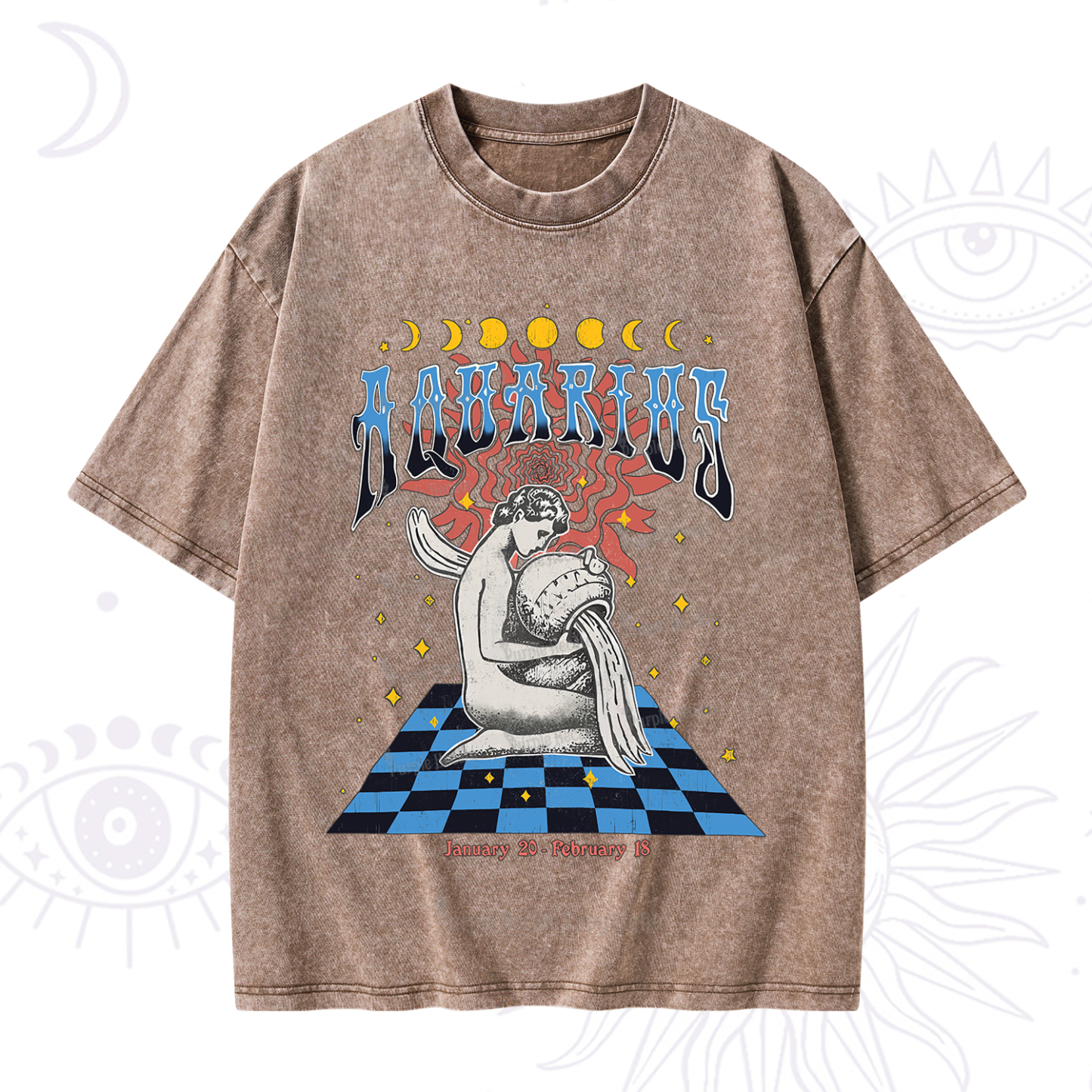 Purplehecate Aquarius Crew Zodiac Washed T-Shirt