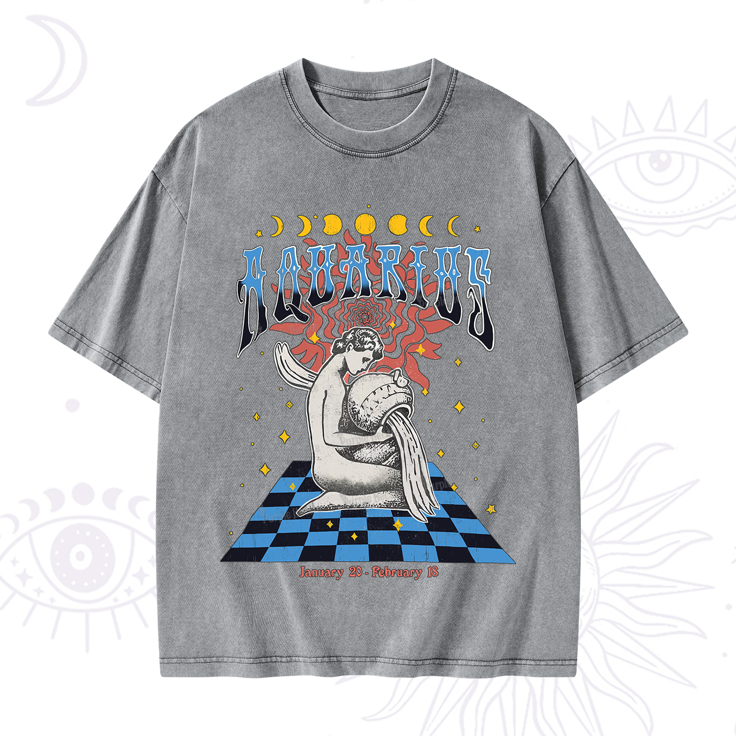 Purplehecate Aquarius Crew Zodiac Washed T-Shirt