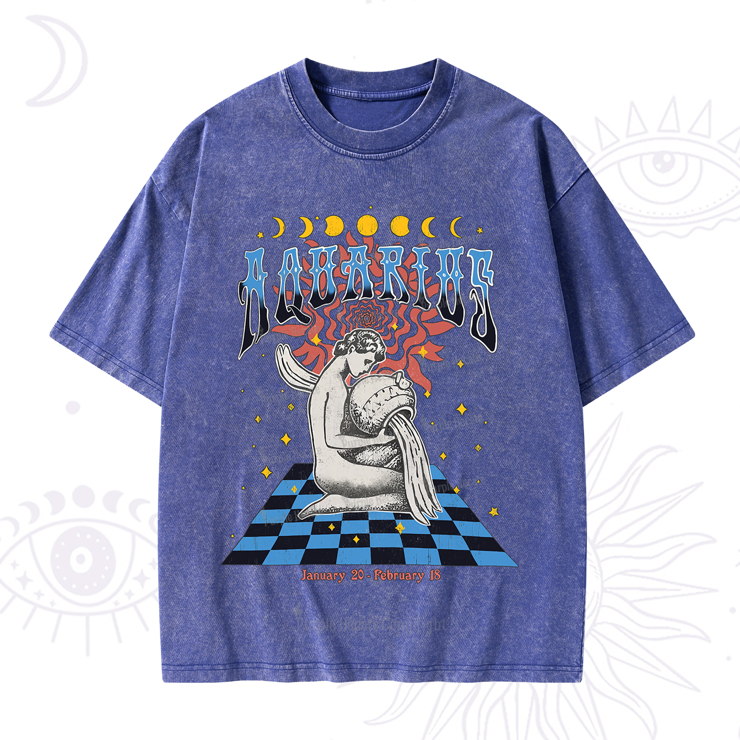 Purplehecate Aquarius Crew Zodiac Washed T-Shirt