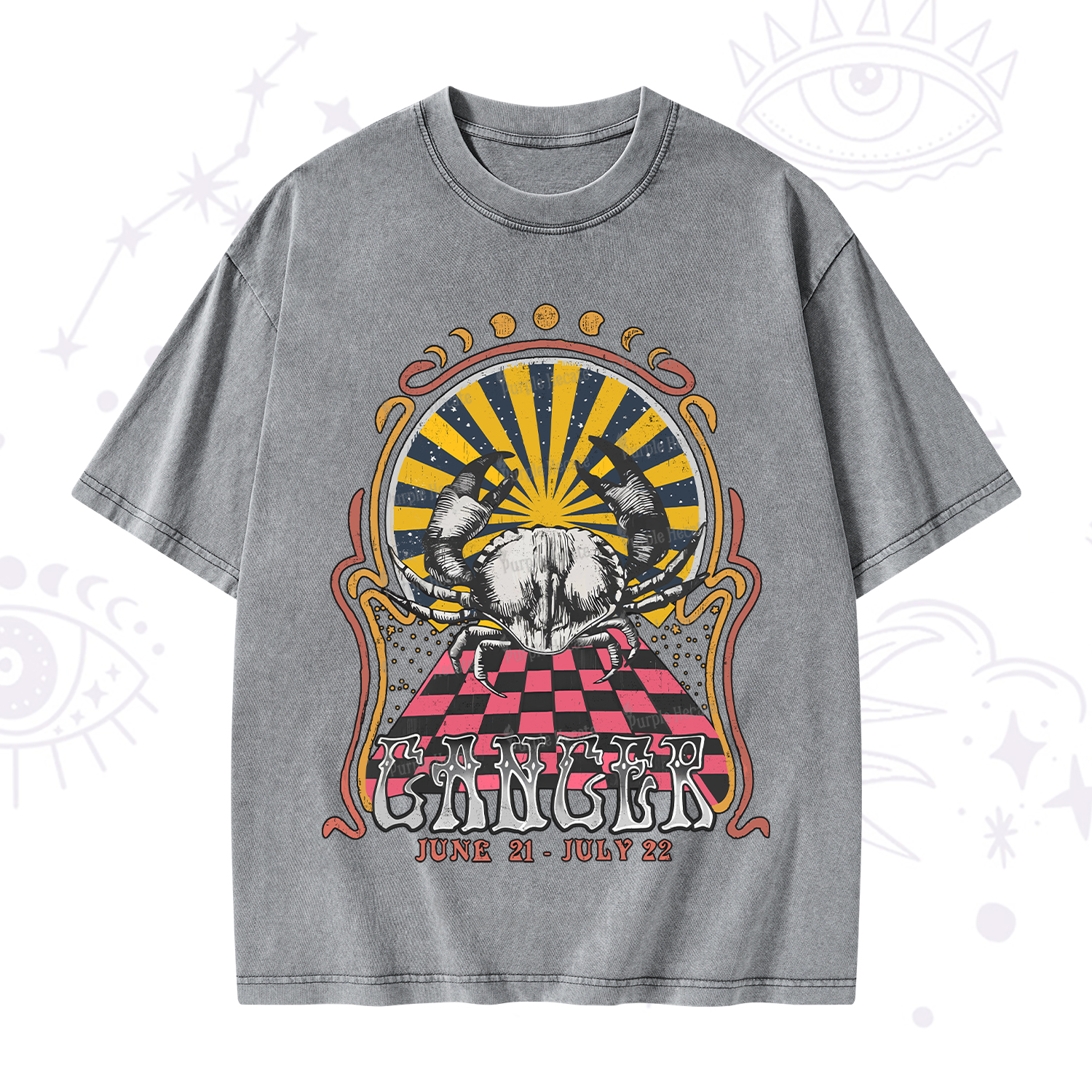 Purplehecate Cancer Crew Zodiac Washed T-Shirt