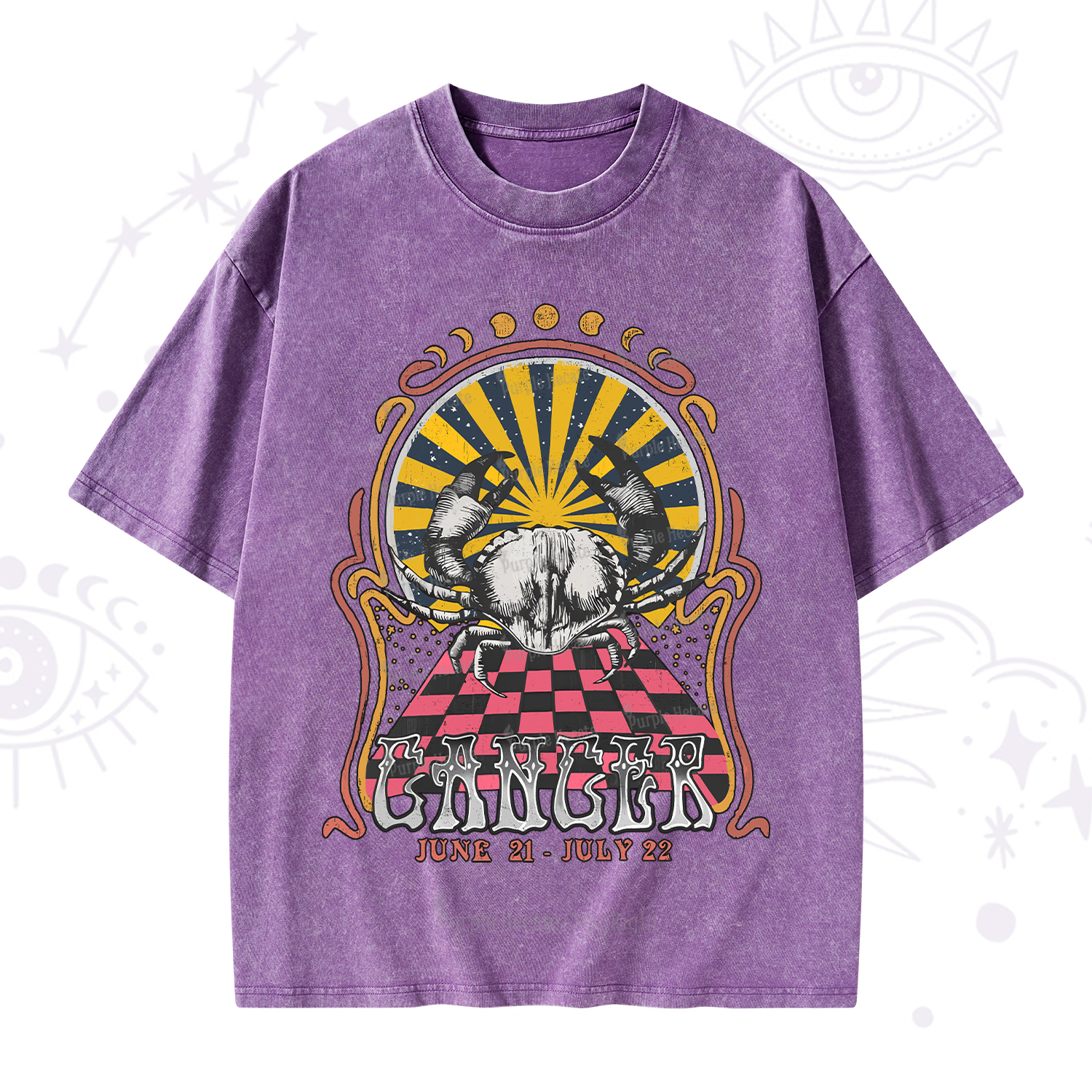 Purplehecate Cancer Crew Zodiac Washed T-Shirt