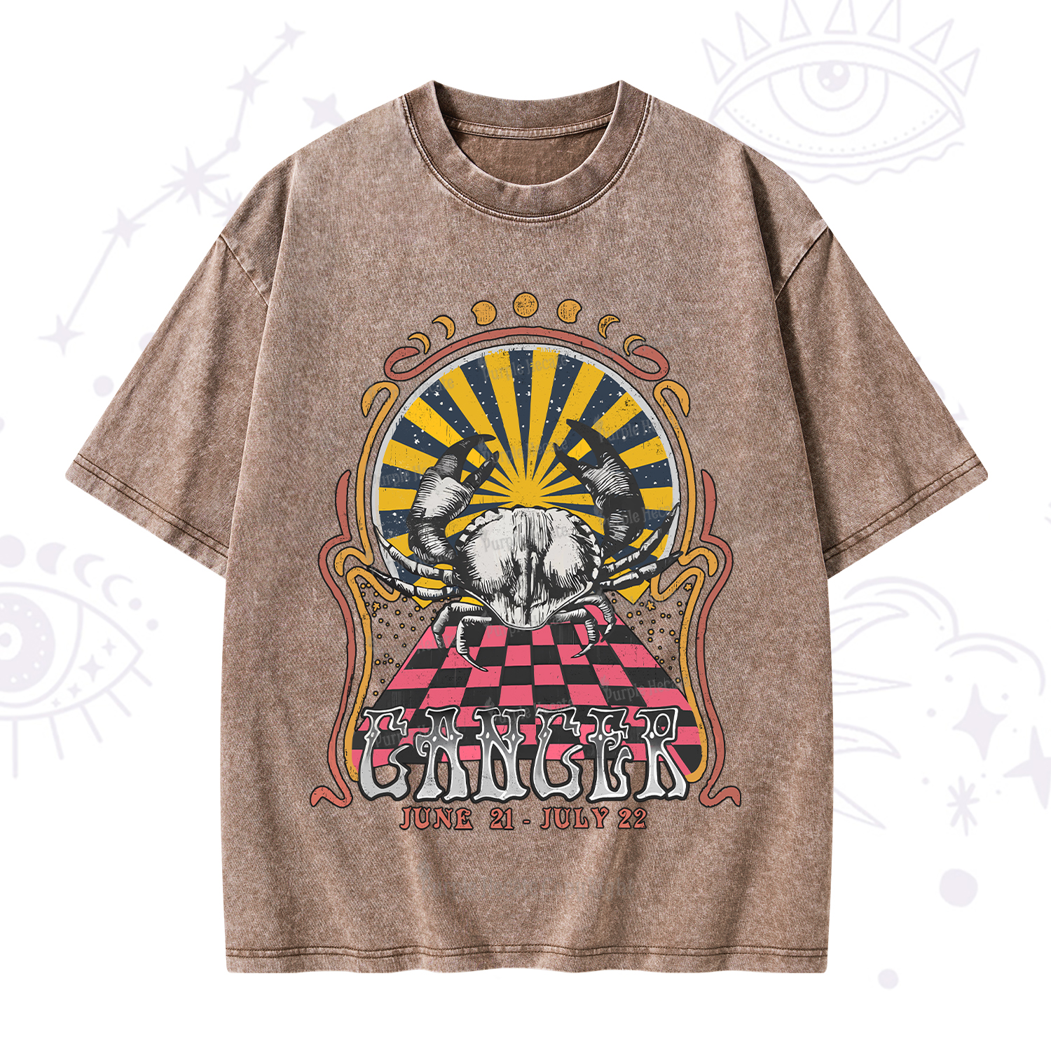 Purplehecate Cancer Crew Zodiac Washed T-Shirt