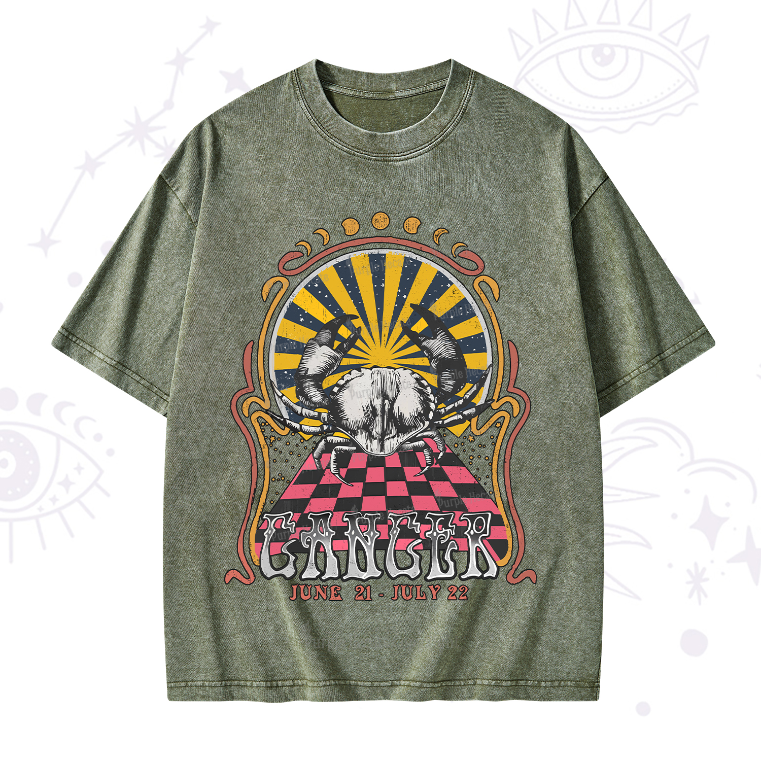 Purplehecate Cancer Crew Zodiac Washed T-Shirt