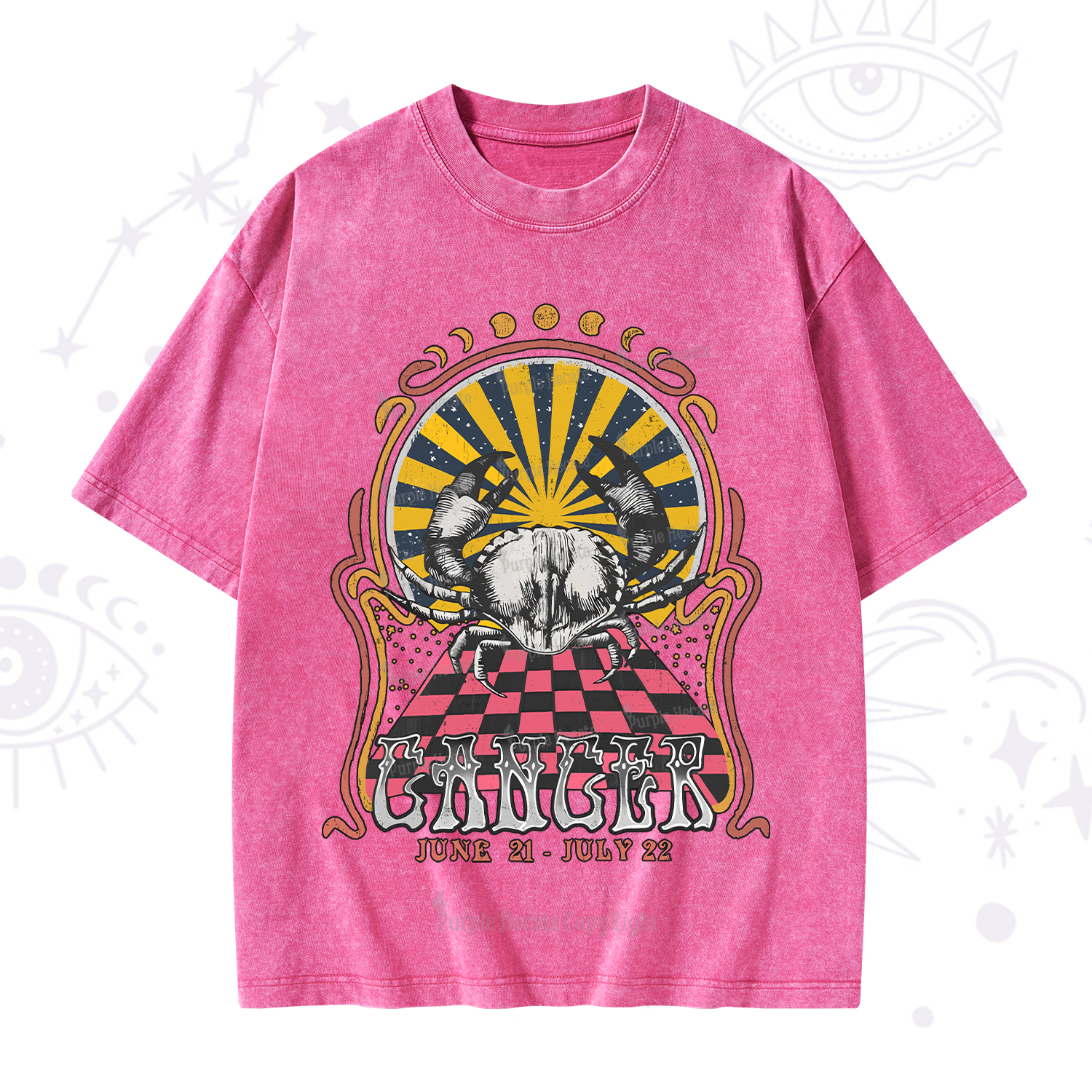 Purplehecate Cancer Crew Zodiac Washed T-Shirt