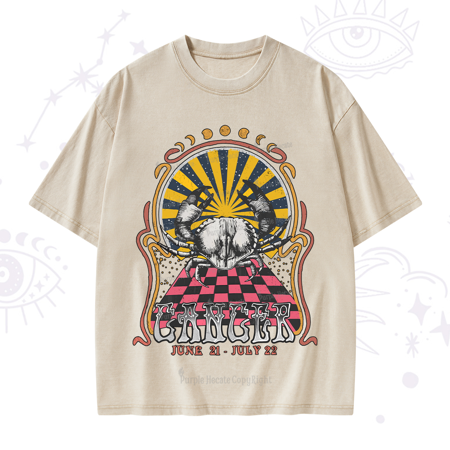 Purplehecate Cancer Crew Zodiac Washed T-Shirt