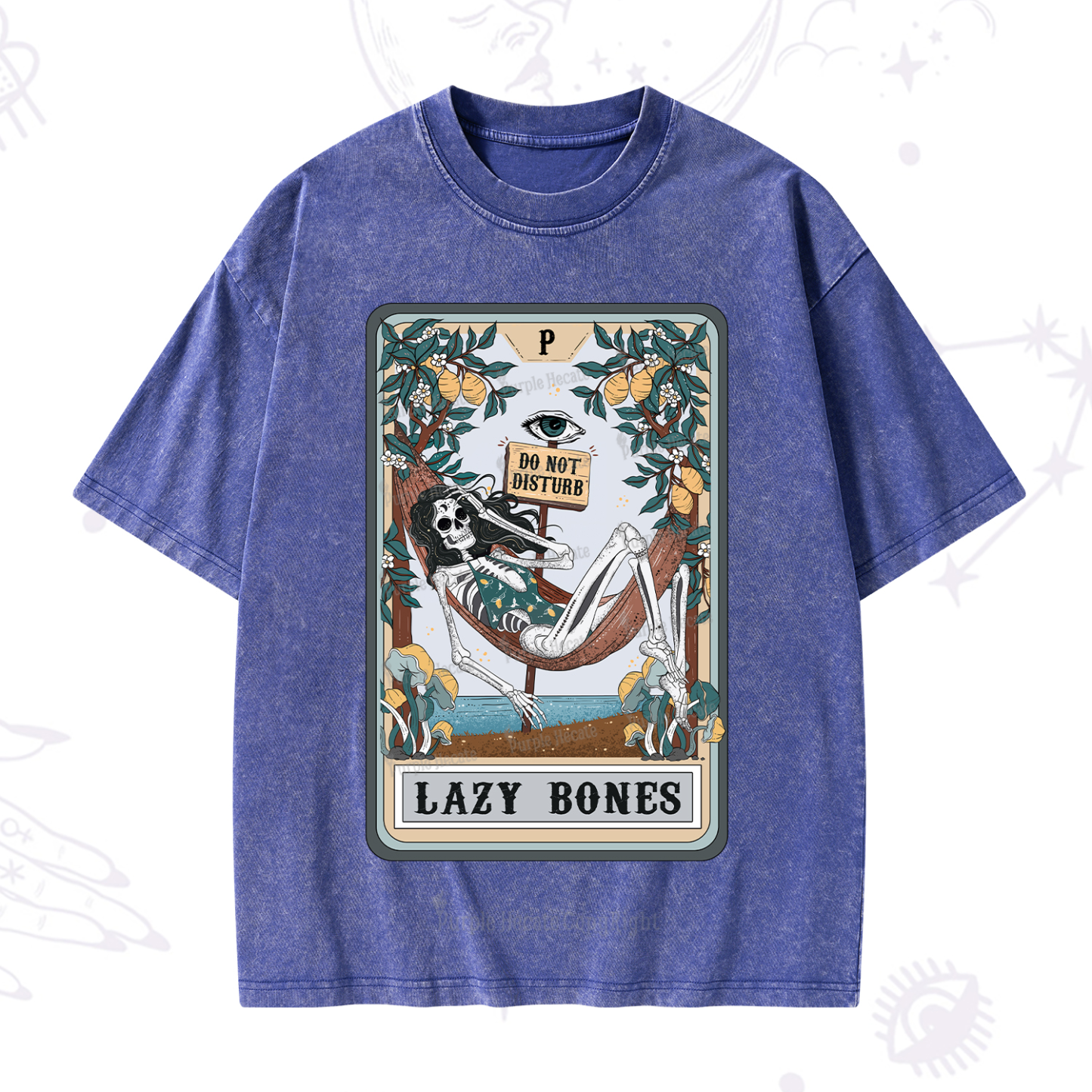 Purplehecate The Lazy Bones Tarot Washed T-Shirt
